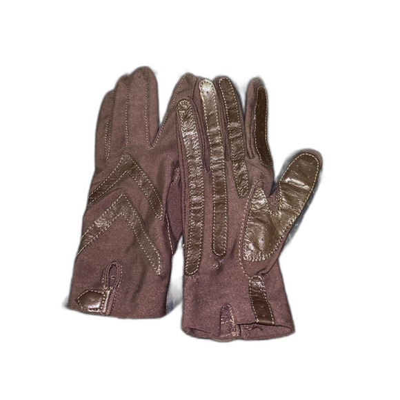 Isotoner by Aris Brown Leather Gloves with Knit Back - One Size - Picture 2 of 8